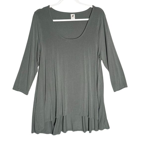 Peruvian Connection Sz XL Modal Scoop Neck Tunic Top High Low Hem Stretchy Flowy - Picture 1 of 9